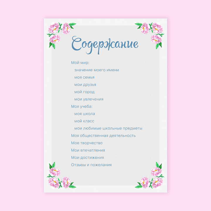 Портфолио для школьниц «Нежные пионы»